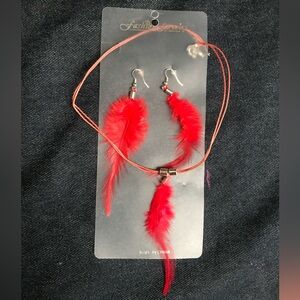 ♥️5/$20 Red Feather Jewelry Set
